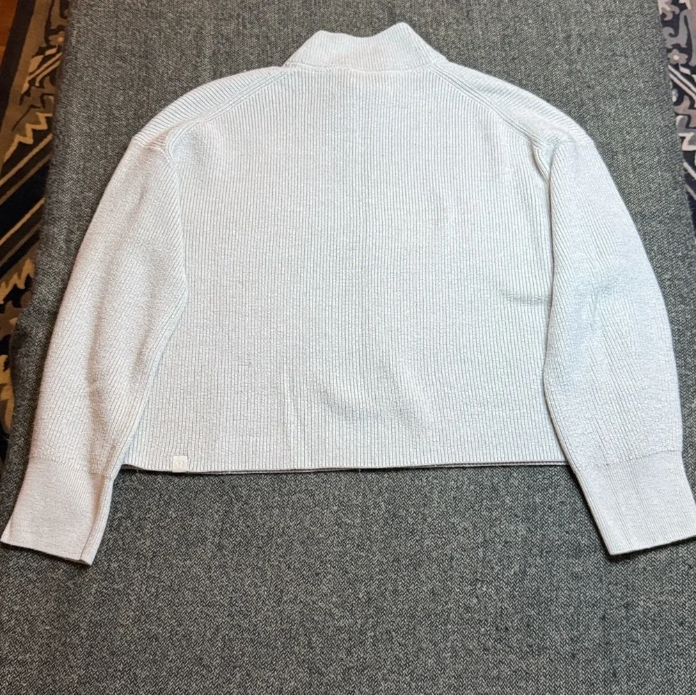 Lululemon Boxy Cotton-Blend Sweater Heathered Bone Cream sz est 8-10 - Picture 8 of 9